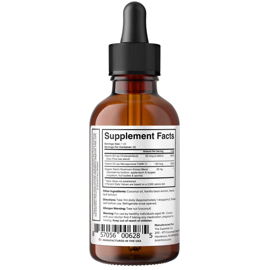 Vegan+ Vitamin D3 + K2 Liquid Drops, 2oz