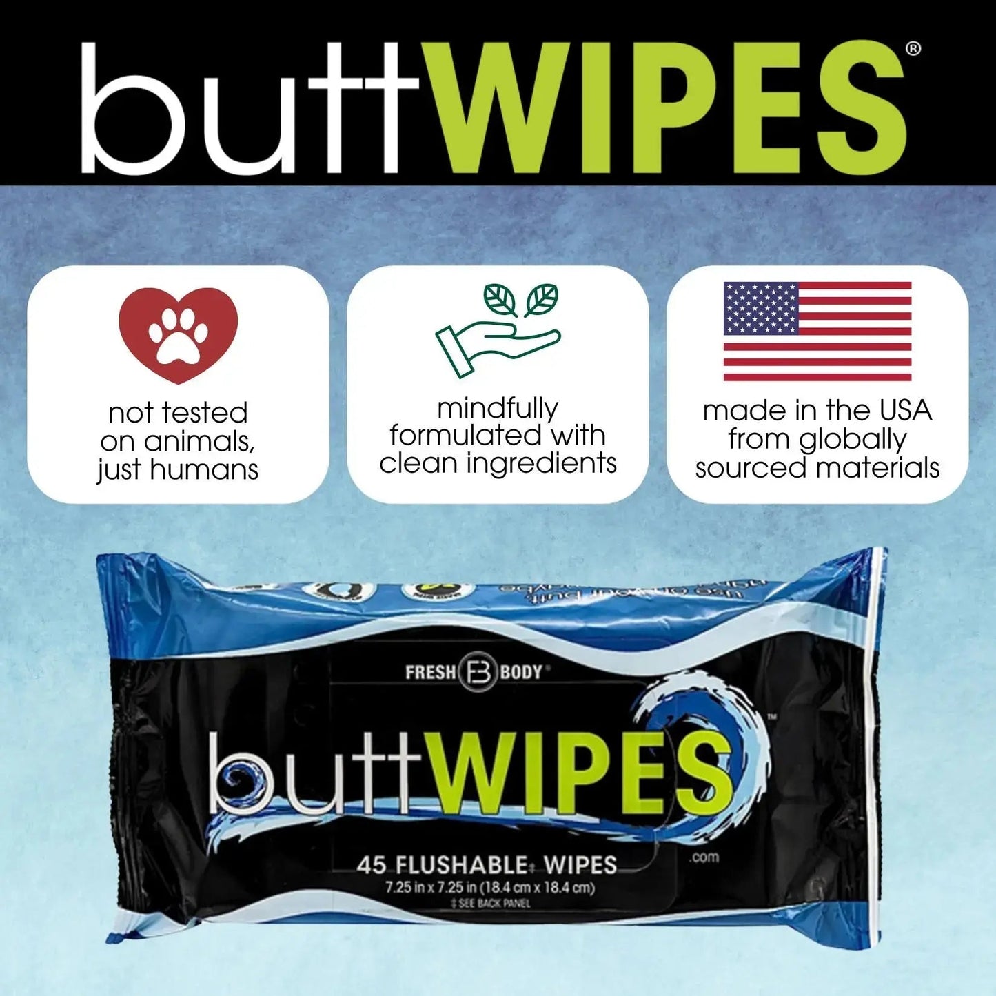 Buttwipes 45ct Flow Pack (select quantity)