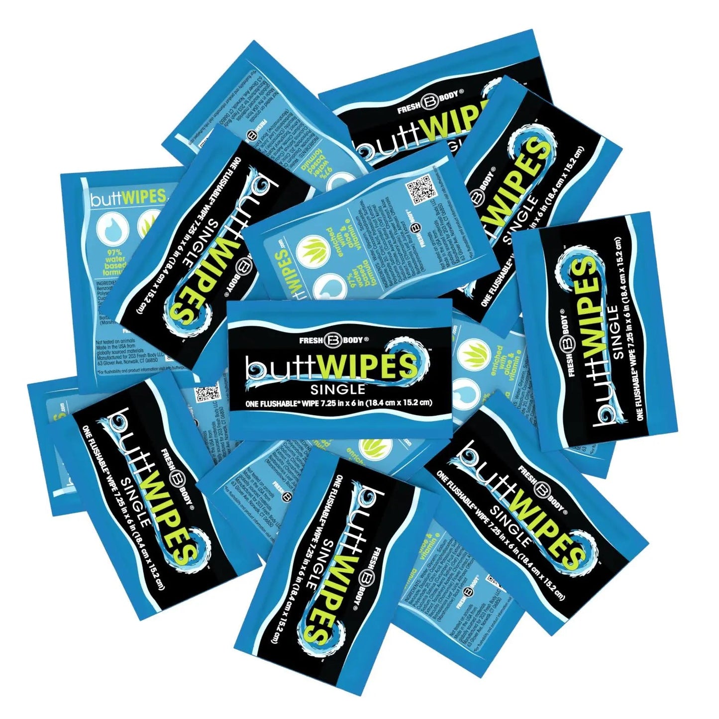 Buttwipes Singles - Individually Wrapped Flushable Wipes (select quantity)