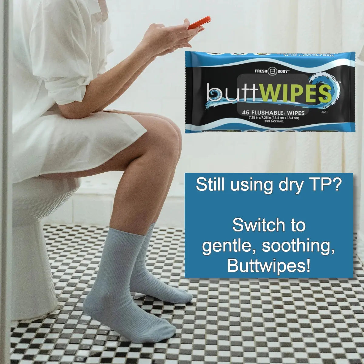 Buttwipes Singles - Individually Wrapped Flushable Wipes (select quantity)