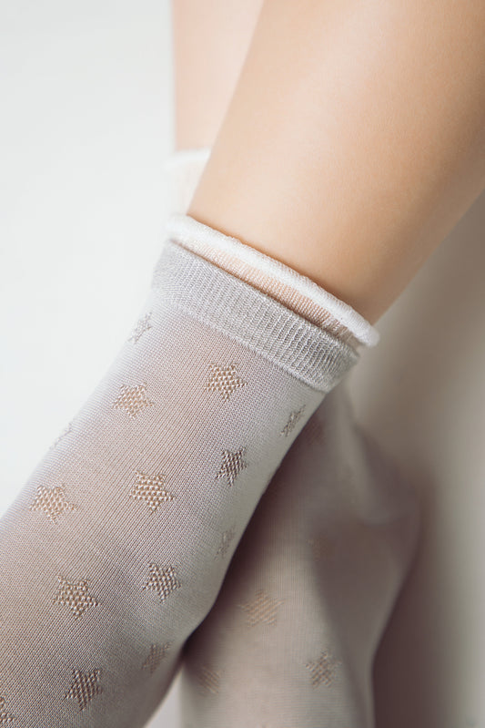 Conte Socks Classic - 491 Glossy Pattern and Decorative Transparent Mesh