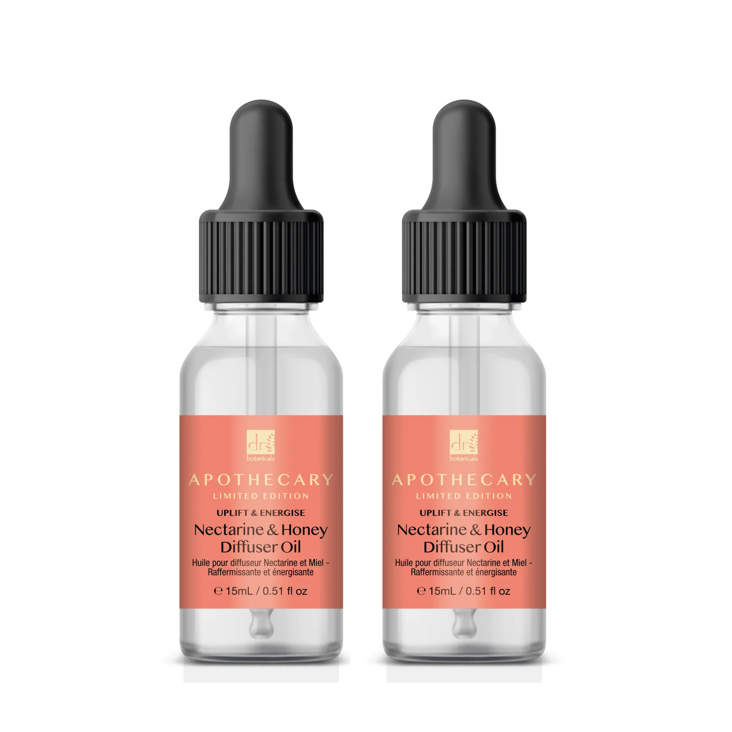 Dr Botanicals Uplift & Energise Nectarine & Honey Diffuser Oil 15ml Twin Value Savings Pack