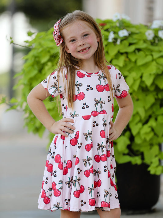 Cherry Milk Silk Girls Dress