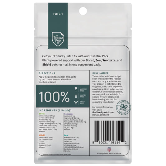 Essentials Vitamin Patches: Boost, Relax, Snooze, Shield - 8 pack