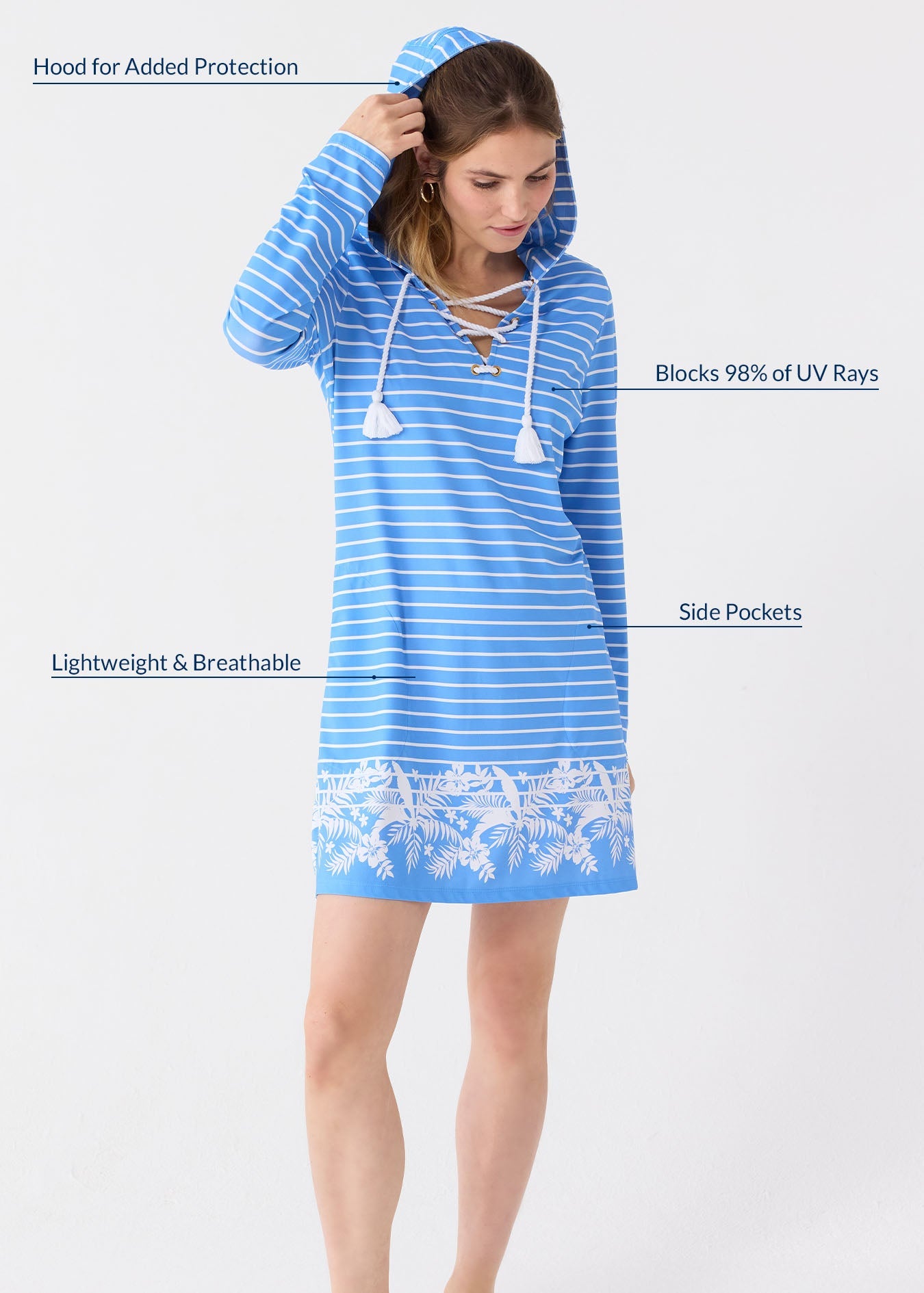 Palm Beach Lace Up Hooded Cover Up