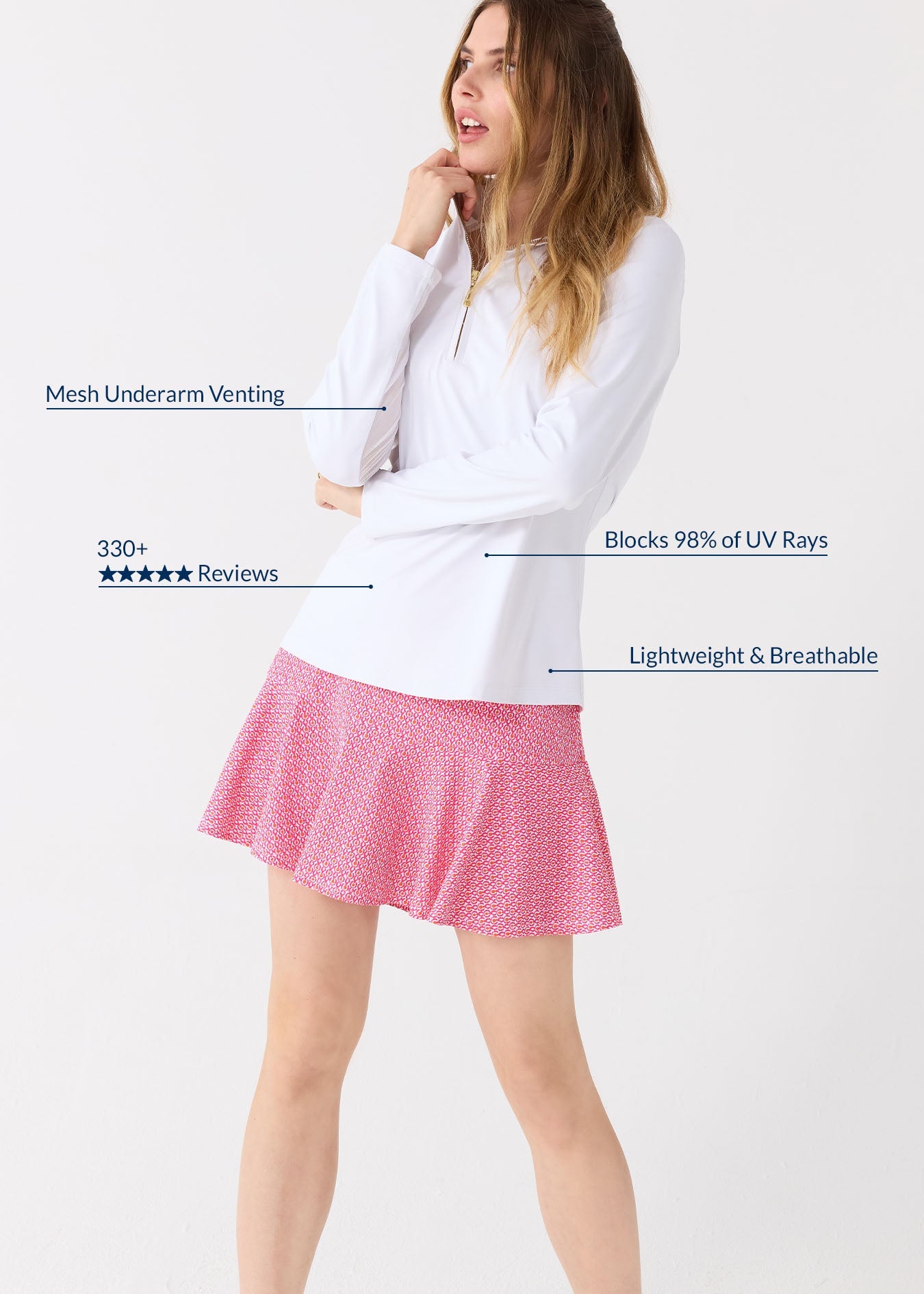 White 1/4 Zip Sport Top