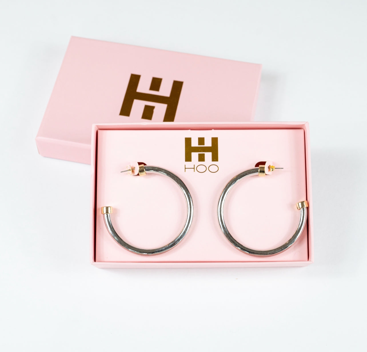 Hoops - Silver with Gold Caps