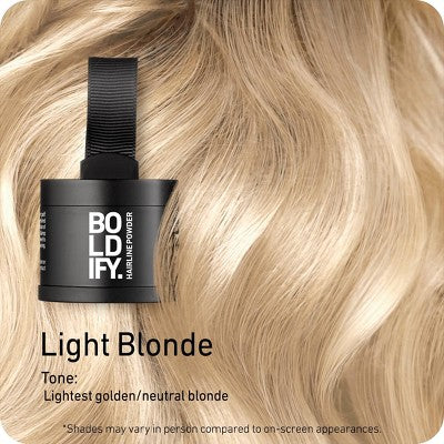 BOLDIFY Root Touch Up Powder with Brush, Covers Thinning Hair & Grays, Water-Resistant Light Blonde - Imperfect Container