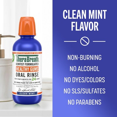 TheraBreath Healthy Gums Mouthwash Antigingivitis Clean Mint 16 fl oz - Imperfect Container