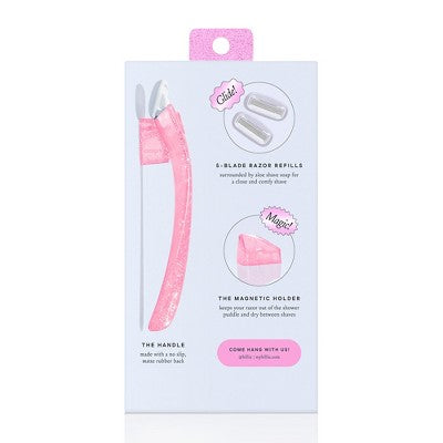 Billie Handle with Magnetic Holder Women 5 Blade Refills Reusable Razor - New