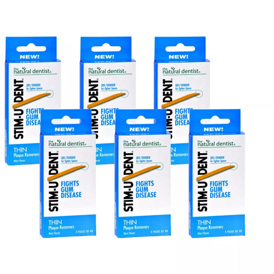 Natural Dentist Stim-u-dent Thin Plaque Removers Mint - Case Of 6 - 4 Packs