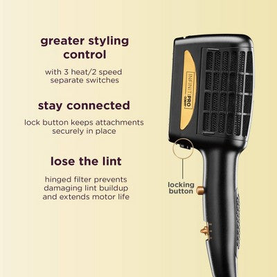 Conair 3 in 1 Styling Hair Dryer Gold 1875 watts - Imperfect Box