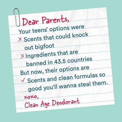 Clean Age Sandalwood AHA Deodorant + Body Spray for Teens 4 fl oz - New