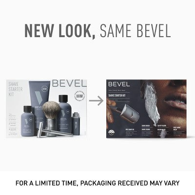Bevel Men's Shave Kit Safety Razor and Brush, Shave Cream, Pre Shave Oil, Post Shave Balm 40 Blades - Imperfect Box