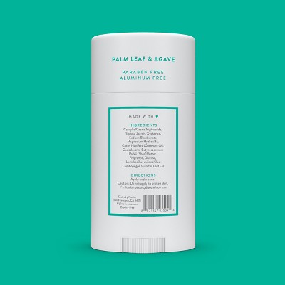 Native Solid Deodorant for Men & Women Palm Leaf & Agave Aluminum Free 2.65oz - New