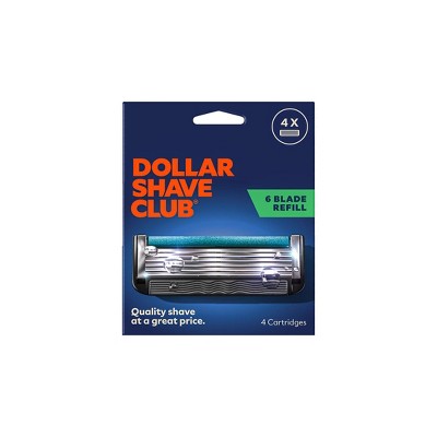 Dollar Shave Club 6-Blade Razor Refill Compatible with 4 and 6 Blade Handles 4ct Trial Size - Imperfect Box