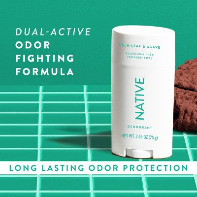 Native Solid Deodorant for Men & Women Palm Leaf & Agave Aluminum Free 2.65oz - New