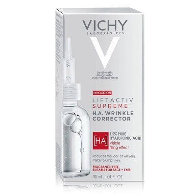 Vichy LiftActiv 1.5% Hyaluronic Acid Wrinkle Corrector, Hyaluronic Acid Face Serum with Vitamin C 1.01 fl oz - Imperfect Box