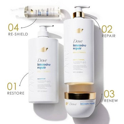 Dove Beauty Intensive Repair Hair Shampoo Pump with Glutamic Amino Serum & Bio-Protein Care 28 fl oz - New