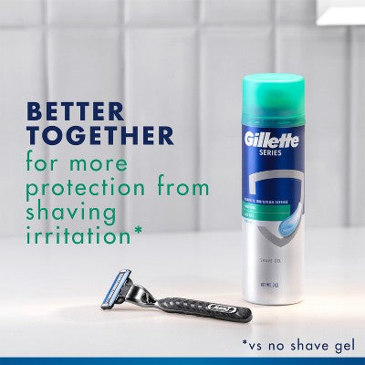 Gillette Series Sensitive Soothing with Aloe Vera Men's Shave Gel 7oz/2pk - New