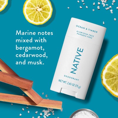 Native Solid Deodorant for Men & Women Ocean & Timber Aluminum-Free 2.65oz - New