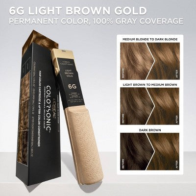 L'Oreal Paris Colorsonic Ammonia Free Permanent Hair Color Cartridge Device Sold Separately Light Brown Gold 6G - Imperfect Box