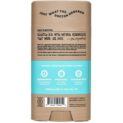 DR. SQUATCH Men's Natural Solid Deodorant Coconut Castaway Aluminum-Free 2.65oz - New