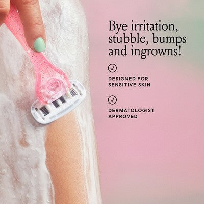 Billie Handle with Magnetic Holder Women 5 Blade Refills Reusable Razor - New