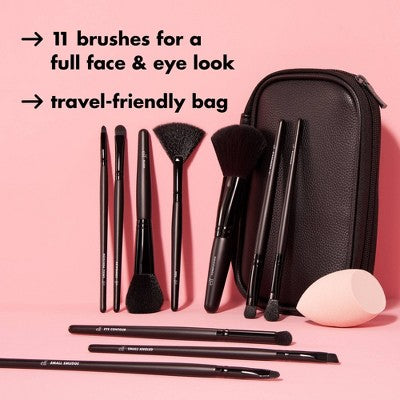 e.l.f. Full Face; Eye Makeup Brush Set With Travel Case 12pc - Imperfect Box