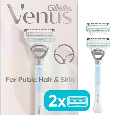 Venus for Pubic Hair & Skin Women's Razor + 2 Razor Blade Refills - Imperfect Box