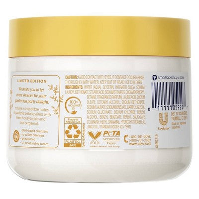 Dove Beauty Garden Tea Party Body Scrub Honeysuckle Gardenia Limited Edition 15oz - Imperfect Container