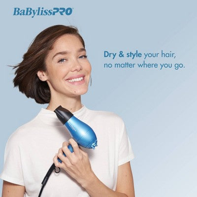 BaBylissPRO Nano Titanium Travel Hair Dryer Blue 1000W - Imperfect Box