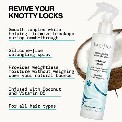 Pacifica Coconut Milk Leave on Detangling and Repair Spray 7 fl oz - New