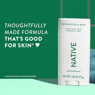 Native Solid Deodorant for Women & Men Eucalyptus & Mint Aluminum-Free 2.65oz - New