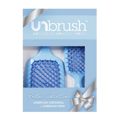 UNbrush Holiday Pastel Detangling Hair Brush Set 2pk Periwinkle Light Blue - Imperfect Box