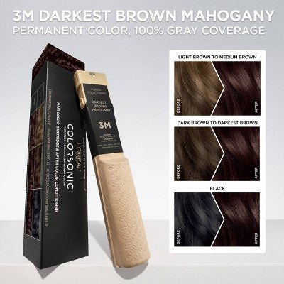 L'Oreal Paris Colorsonic Ammonia Free Permanent Hair Color Cartridge Device Sold Separately Darkest Brown Mahogany 3M - Imperfect Box