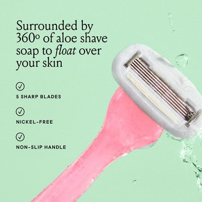 Billie Handle with Magnetic Holder Women 5 Blade Refills Reusable Razor - New