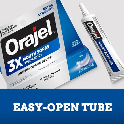 Orajel 3x Medicated Mouth Sores Gel 0.42oz - New