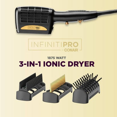 Conair 3 in 1 Styling Hair Dryer Gold 1875 watts - Imperfect Box