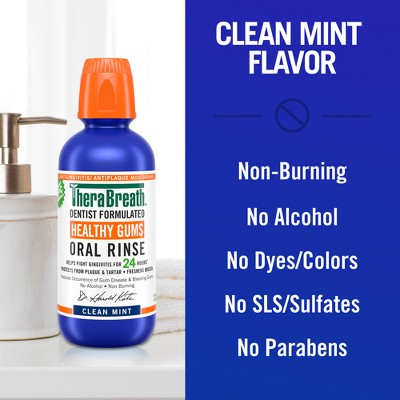 TheraBreath Healthy Gums Mouthwash Antigingivitis Clean Mint 16 fl oz - Imperfect Container