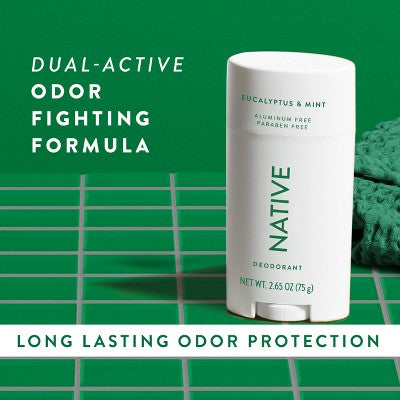 Native Solid Deodorant for Women & Men Eucalyptus & Mint Aluminum-Free 2.65oz - New
