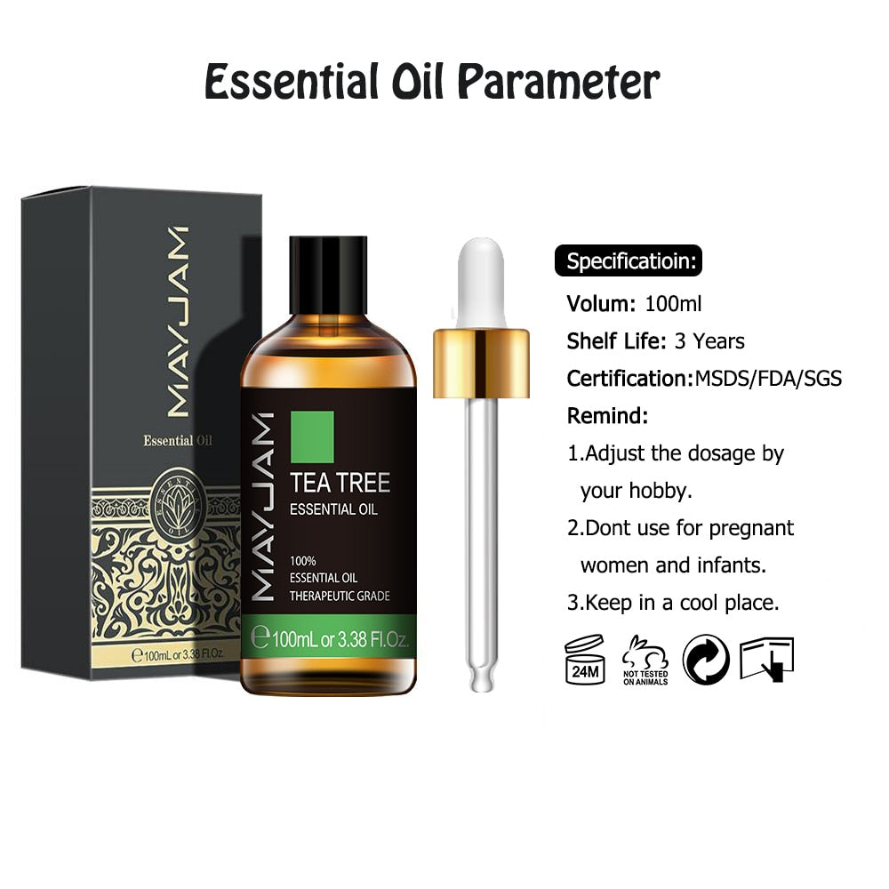 100ml Pure Natural Tea Tree Sandalwood Essential Oils Diffuser Plant Lavender Mint Vanilla Rosemary Eucalyptus Essential Oil