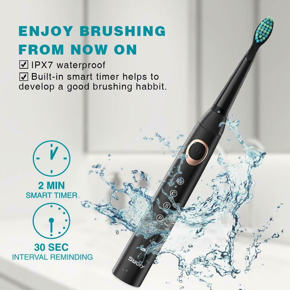 Fairywill Electric Toothbrushes for Adults Kids 5 Modes Smart Timer Rechargeable Whitening Sonic Toothbrush with 10 Brush Heads