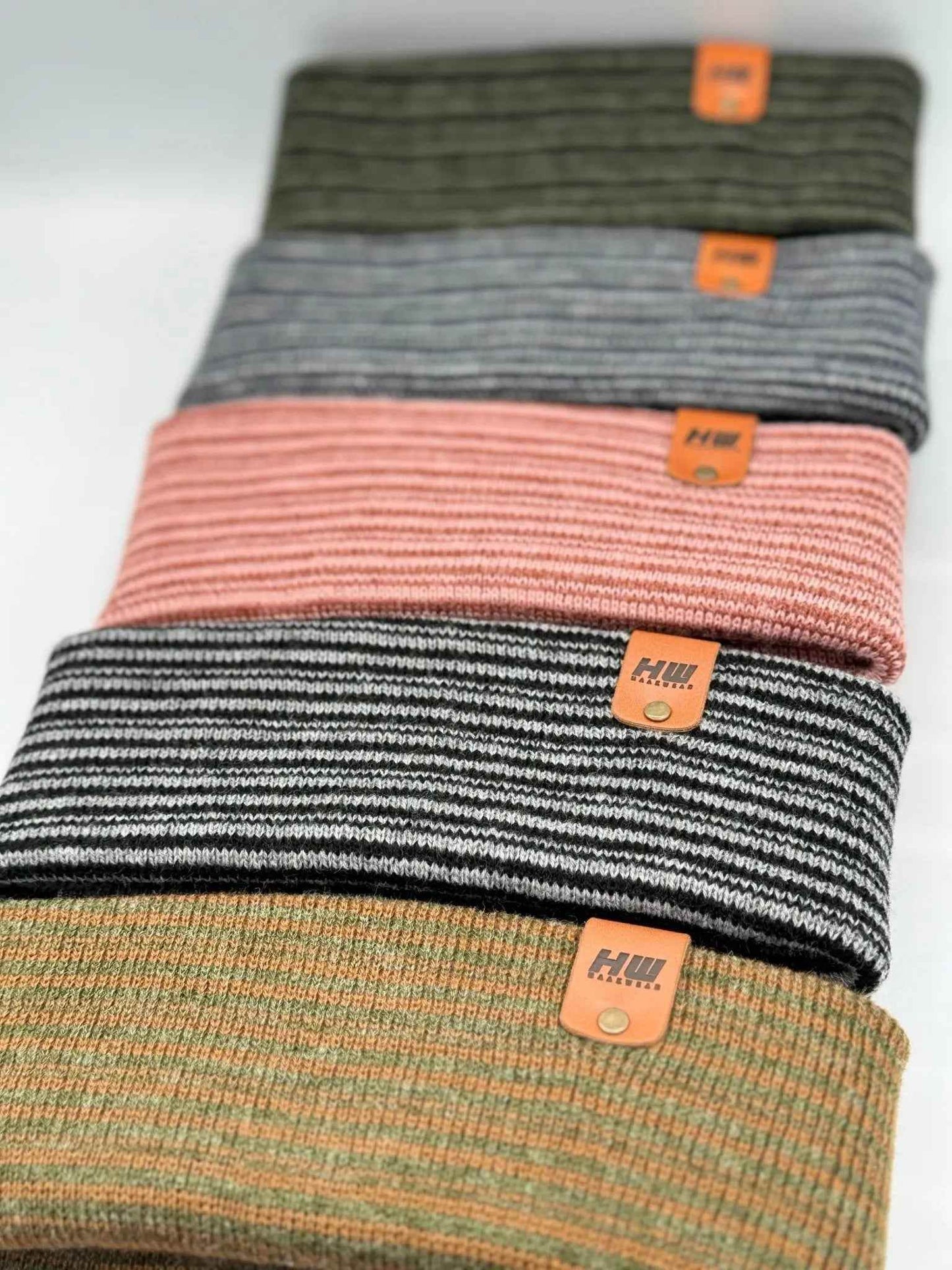 Classic Contrast Cuffed Beanie, Brown and Green