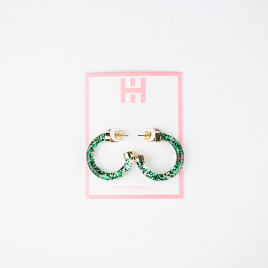 Mini Hoops - Green Glitter