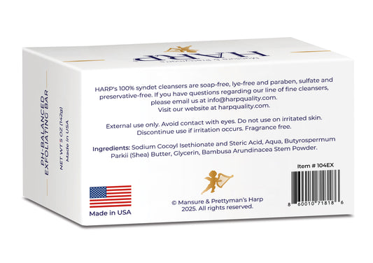 HARP pH-Balanced (5.0-6.0) Exfoliating Body Wash Bar - Fragrance Free. Ground Bamboo Exfoliation the perfect consistency. Soap/Lye/Preservative/Dye/Masking agent-Free
