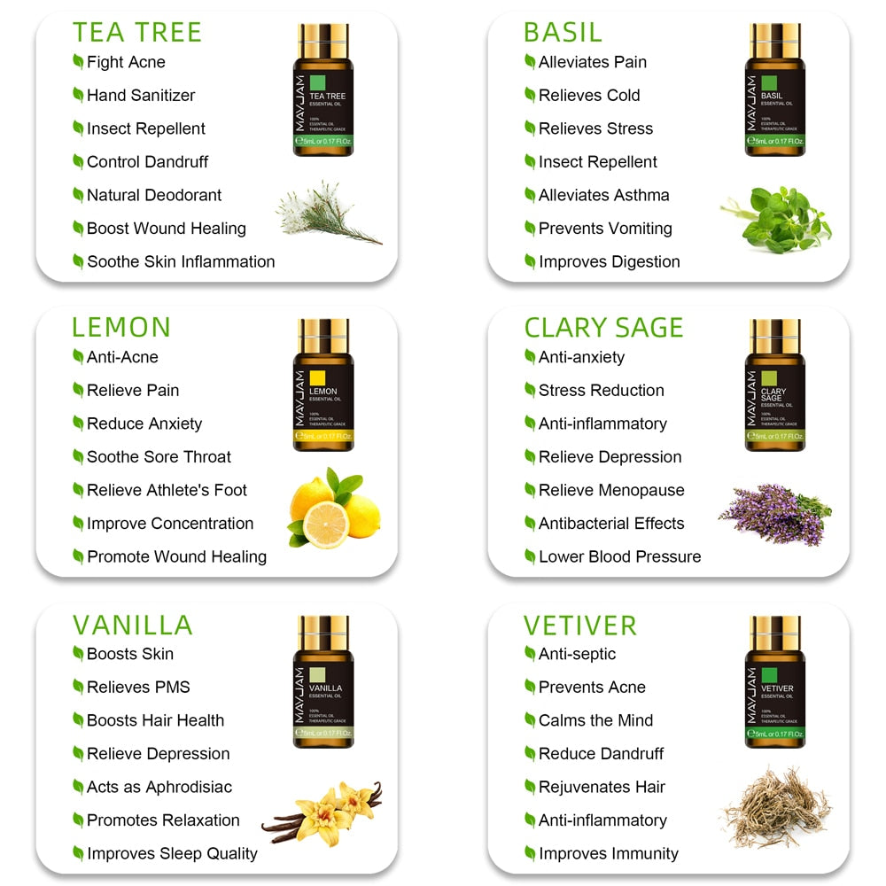 28pcs Pure Natural Essential Oils Gift Set Massage Shower Diffuser Aroma Oil Lavender Vanilla Sage Jasmine Rose Stress Relief