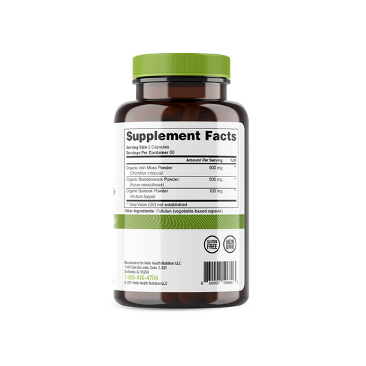 Organic Irish Sea Moss, Organic Bladderwrack, & Organic Burdock capsules