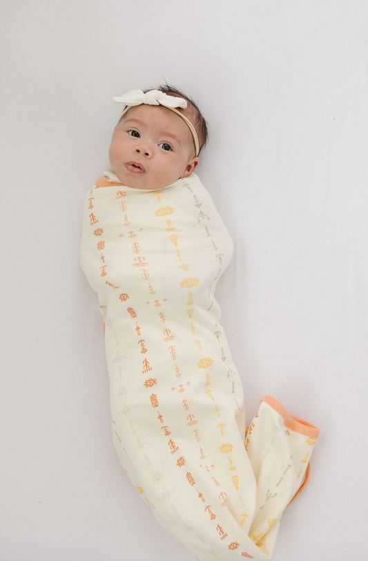 GOTS Certified Organic Cotton Blanket - Boho Floral