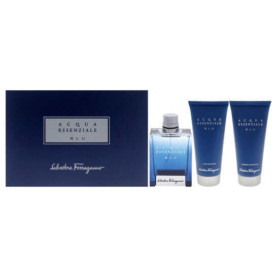 Salvatore Ferragamo Acqua Essenziale Blu 3Pc Acqua Essenziale Blu 3.4 Edt+3.4 Shampoo & Sg+3.4 Asb